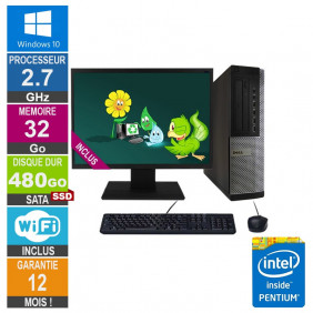 PC Dell Optiplex 9010 DT G630 2.70GHz 32Go/480Go SSD Wifi W10 + Ecran 20