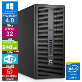 PC HP EliteDesk 800 G2 TWR i7-6700 4GHz 32Go/240Go SSD Wifi W10