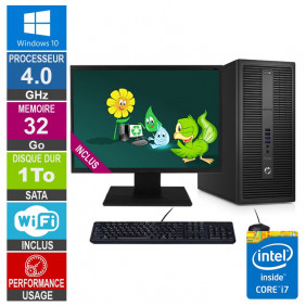 PC HP EliteDesk 800 G2 TWR i7-6700 4GHz 32Go/1To Wifi W10 + Ecran 24
