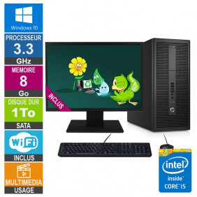 PC HP EliteDesk 800 G2 TWR i5-6400 3.30GHz 8Go/1To Wifi W10 + Ecran 19
