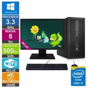 PC HP EliteDesk 800 G2 TWR i5-6400 3.30GHz 8Go/500Go Wifi W10 + Ecran 24