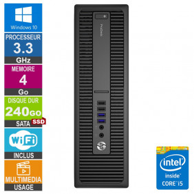 PC HP ProDesk 600 G2 SFF i5-6400 3.30GHz 4Go/240Go SSD Wifi W10