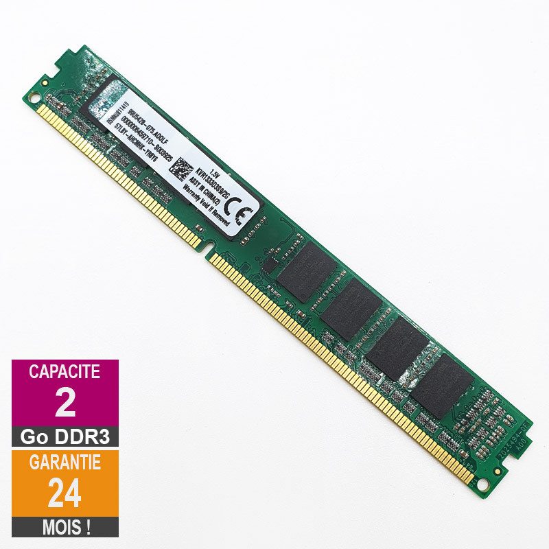 Barrette Mémoire 2Go RAM DDR3 Kingston KVR1333D3S9/2G DIMM PC3-10600U 1Rx8  LP