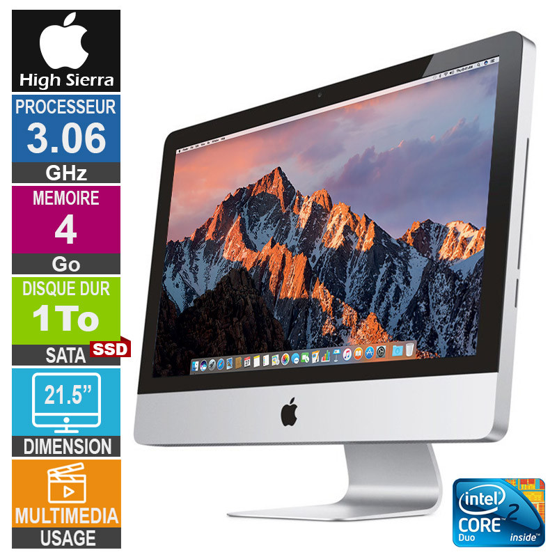 Apple iMac 21.5" Core 2 Duo 3.06GHz 4Go/1To SSD A1311 EMC2308 Fin 2009 Apple iMac 21.5" Core 2 Duo 3.06GHz...