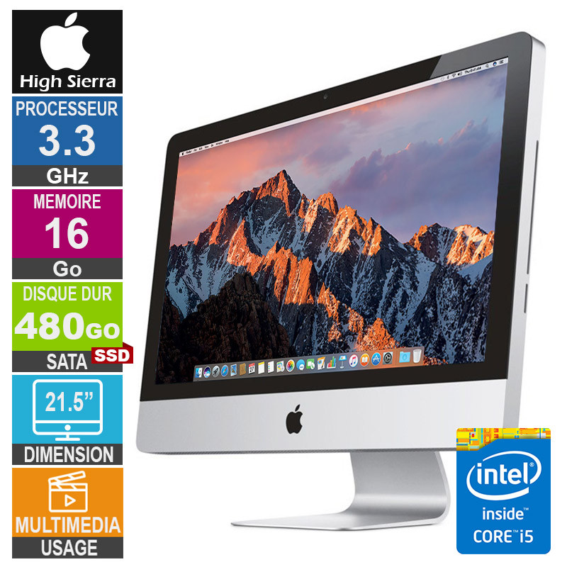 Apple iMac 21.5" Core i5 3.3GHz 16Go/480Go SSD A1311 EMC2428 Mi-2011 Apple iMac 21.5" Core i5 3.3GHz...