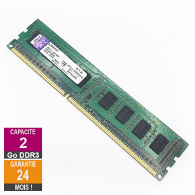 Barrette Mémoire 2Go RAM DDR3 Kingston KVR1333D3S8N9/2G DIMM PC3-10600U 1Rx8