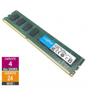 Barrette Mémoire 4Go RAM DDR3 Crucial CT51264BA160B.C16FKR DIMM PC3-12800U 2Rx8