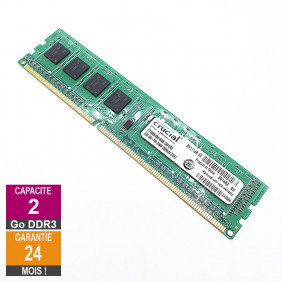 Barrette Mémoire 2Go RAM DDR3 Crucial CT25664BA160B.C8FER2 DIMM PC3-12800U 1Rx8