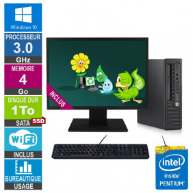 PC HP 800 G1 USDT G3220 3GHz 4Go/1To SSD Wifi W10 + Ecran 19