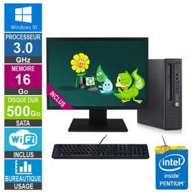 PC HP 800 G1 USDT G3220 3GHz 16Go/500Go Wifi W10 + Ecran 19