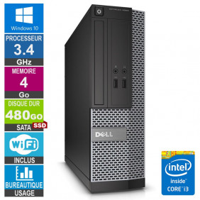 PC Dell Optiplex 3020 SFF i3-4130 3.40GHz 4Go/480Go SSD Wifi W10