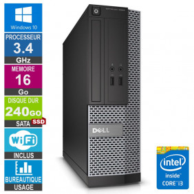 PC Dell Optiplex 3020 SFF i3-4130 3.40GHz 16Go/240Go SSD Wifi W10