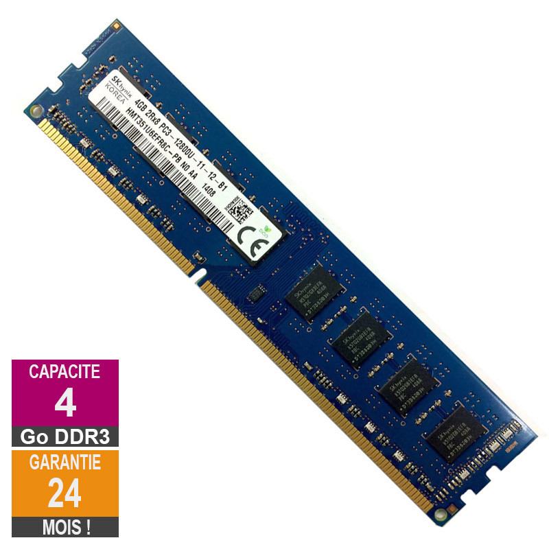 Barrette Mémoire 4Go RAM DDR3 HMT351U6EFR8C-PB DIMM PC3-12800U