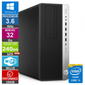 PC HP EliteDesk 800 G3 TWR i5-6500 3.60GHz 32Go/240Go SSD Wifi W10