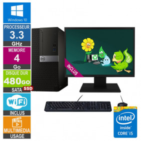 PC Dell Optiplex 5040 MT i5-6400 3.30GHz 4Go/480Go SSD Wifi W10 + Ecran 19