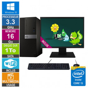PC Dell Optiplex 5040 MT i5-6400 3.30GHz 16Go/1To Wifi W10 + Ecran 19