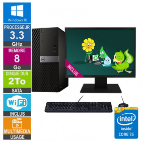 PC Dell Optiplex 7040 MT i5-6400 3.30GHz 8Go/2To Wifi W10 + Ecran 19