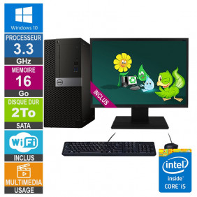 PC Dell Optiplex 7040 MT i5-6400 3.30GHz 16Go/2To Wifi W10 + Ecran 19