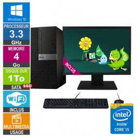 PC Dell Optiplex 7040 MT i5-6400 3.30GHz 4Go/1To SSD Wifi W10 + Ecran 24