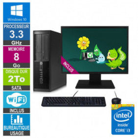 PC HP Pro 4300 SFF i3-3220 3.30GHz 8Go/2To Wifi W10 + Ecran 19