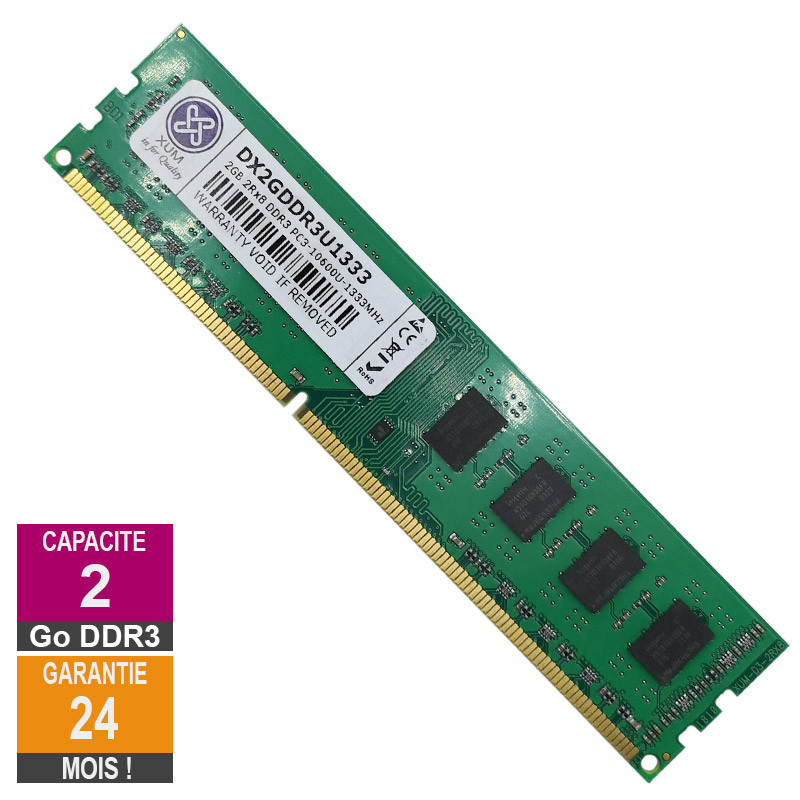 RAM Memory 2GB DDR3 Xum DX2GDDR3U1333 DIMM PC3-10600U 1333MHz 2Rx8 RAM Memory 2GB DDR3 Xum DX2GDDR3U1333...