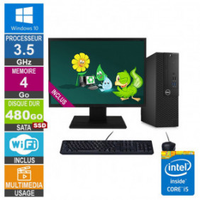 PC Dell 3050 SFF i5-7400 3.50GHz 4Go/480Go SSD Wifi W10 + Ecran 19