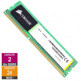 Barrette Mémoire 2Go RAM DDR3 Corsair VS2GB1333D3 DIMM PC3-10600U 1333MHz 1Rx8