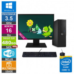 PC Dell 3050 SFF i5-7400 3.50GHz 16Go/480Go SSD Wifi W10 + Ecran 22