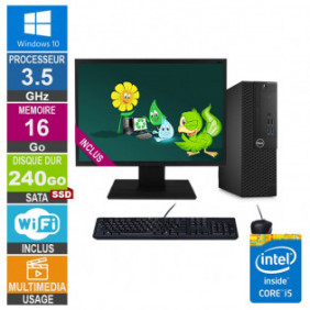PC Dell 3050 SFF i5-7400 3.50GHz 16Go/240Go SSD Wifi W10 + Ecran 24