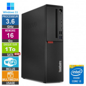 PC Lenovo M720s i3-8100 3.60GHz 16Go/1To SSD Wifi W11