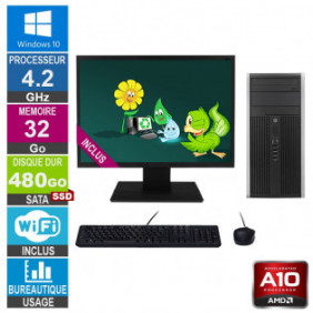 PC HP 6305 MT A10-5800B 4.20GHz 32Go/480Go SSD Wifi W10 + Ecran 22