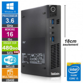 PC Lenovo M92p Tiny i5-3470T 3.60GHz 16Go/480Go SSD Wifi W10