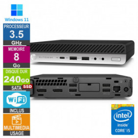 PC HP ProDesk 600 G4 Mini i5-8500T 3.50GHz 8Go/240Go SSD Wifi W11