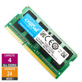 Barrette Mémoire 4Go RAM DDR3 Crucial CT51264BF160B.C16FPR2 SO-DIMM PC3L-12800S 2Rx8