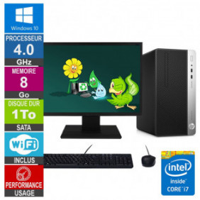 PC HP ProDesk 400 G4 MT i7-6700 4GHz 8Go/1To Wifi W10 + Ecran 19