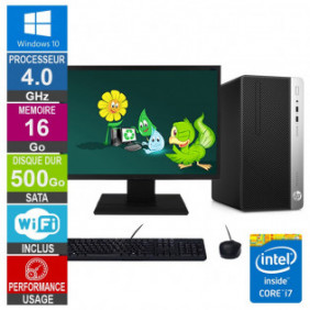 PC HP ProDesk 400 G4 MT i7-6700 4GHz 16Go/500Go Wifi W10 + Ecran 19