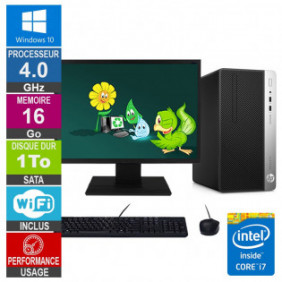 PC HP ProDesk 400 G4 MT i7-6700 4GHz 16Go/1To Wifi W10 + Ecran 19