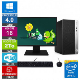 PC HP ProDesk 400 G4 MT i7-6700 4GHz 16Go/2To Wifi W10 + Ecran 19