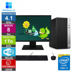 PC HP ProDesk 400 G5 MT i5-8500 4.10GHz 8Go/1To Wifi W11 + Ecran 19