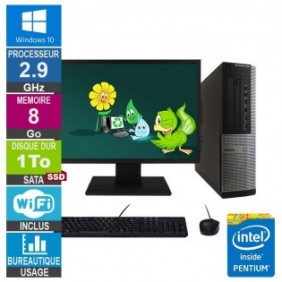 PC Dell 7010 DT G2020 2.90GHz 8Go/1To SSD Wifi W10 + Ecran 19