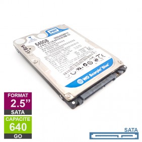 Disque Dur 640Go SATA 2.5 Western Digital WD6400BPVT-22HXZT1 5400rpm 8Mo