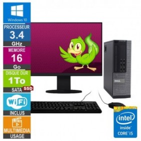 PC Dell 9020 SFF i5-4460 3.40GHz 16Go/1To SSD Wifi W10 + Ecran 19