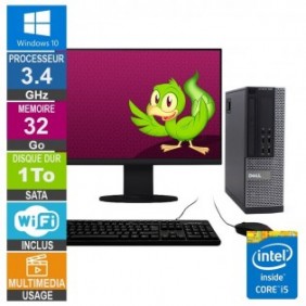 PC Dell 9020 SFF i5-4460 3.40GHz 32Go/1To Wifi W10 + Ecran 19