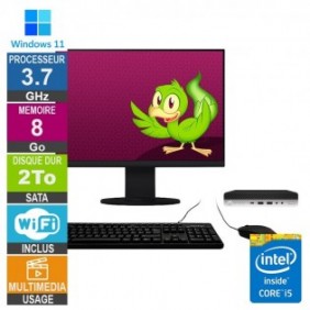 PC HP 800 G5 Mini i5-9500T 3.70GHz 8Go/2To Wifi W11 + Ecran 19