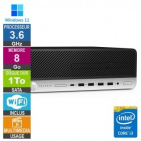 PC HP 600 G4 SFF i3-8100 3.60GHz 8Go/1To Wifi W11