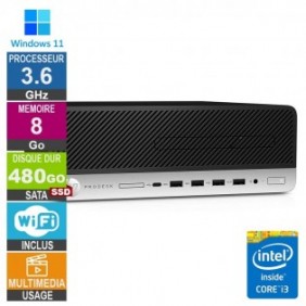 PC HP 600 G4 SFF i3-8100 3.60GHz 8Go/480Go SSD Wifi W11