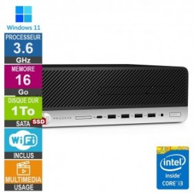 PC HP 600 G4 SFF i3-8100 3.60GHz 16Go/1To SSD Wifi W11