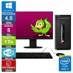 PC HP 400 G3 MT i7-6700 4GHz 8Go/1To Wifi W10 + Ecran 19