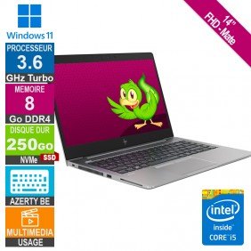 14" HP ZBook 14U G5 Core i5 3.6GHz 8Go/250Go SSD W11 AZERTY BE FHD