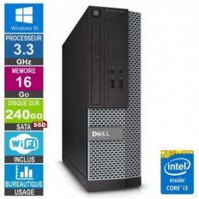 PC Dell 3010 SFF i3-3220 3.30GHz 16Go/240Go SSD Wifi W10